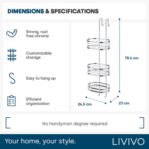 Over Shower Hanging Rack - Chrome